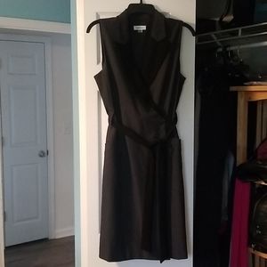 Calvin Klein Black & Grey Faux Wrap Dress